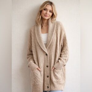 Weekend Los Angeles Oversized Cable Knit Cardigan Small Cozy Grandpa Style
